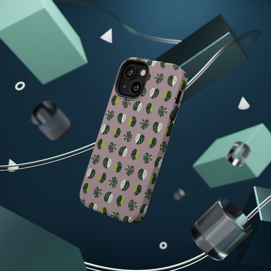 Variegated Monstera Pattern Phone Case – Dual Layer Protective Cover