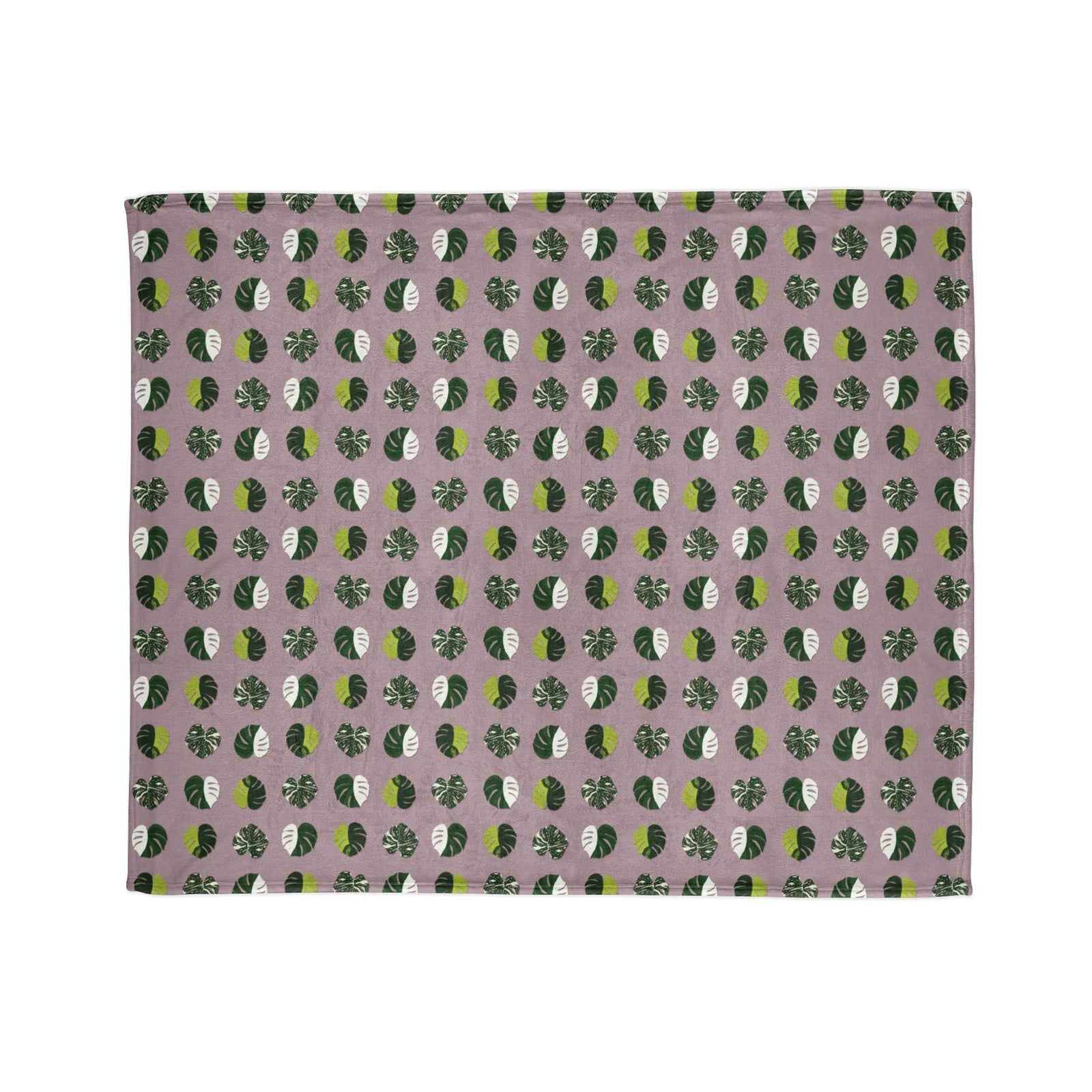 Variegated Monstera Pattern Cozy Fleece Throw Blanket