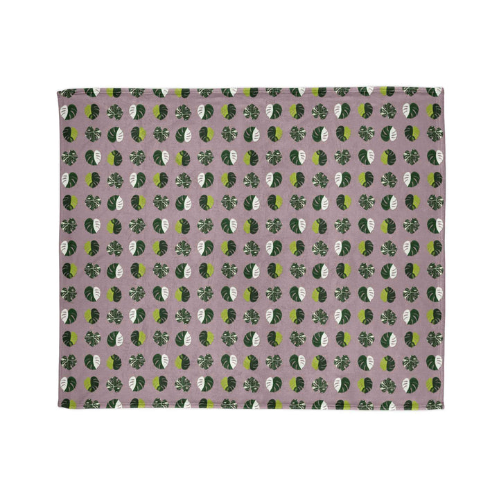 Variegated Monstera Pattern Cozy Fleece Throw Blanket