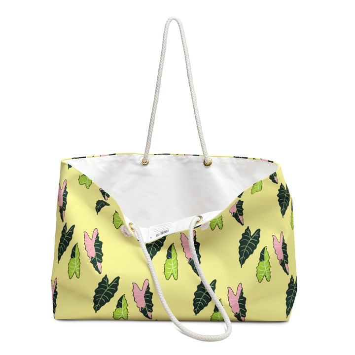 Alocasia Pattern Weekender Tote Bag All Over Print Durable Rope Handles For Beach Weekend Getaway The Potted Pixel