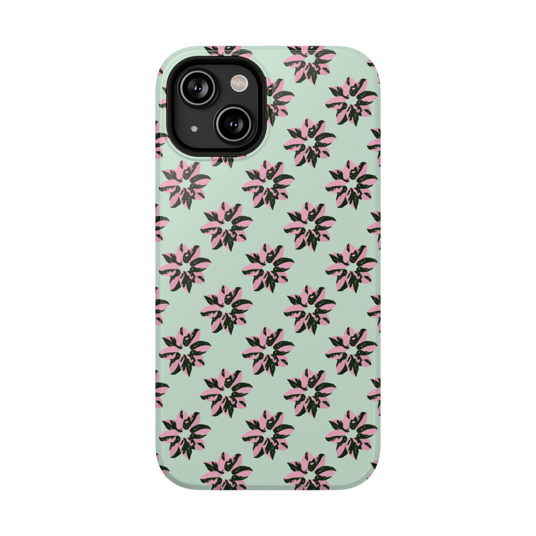 Pink Princess Philodendron Pattern Phone Case – Dual Layer Protective Cover by Printify