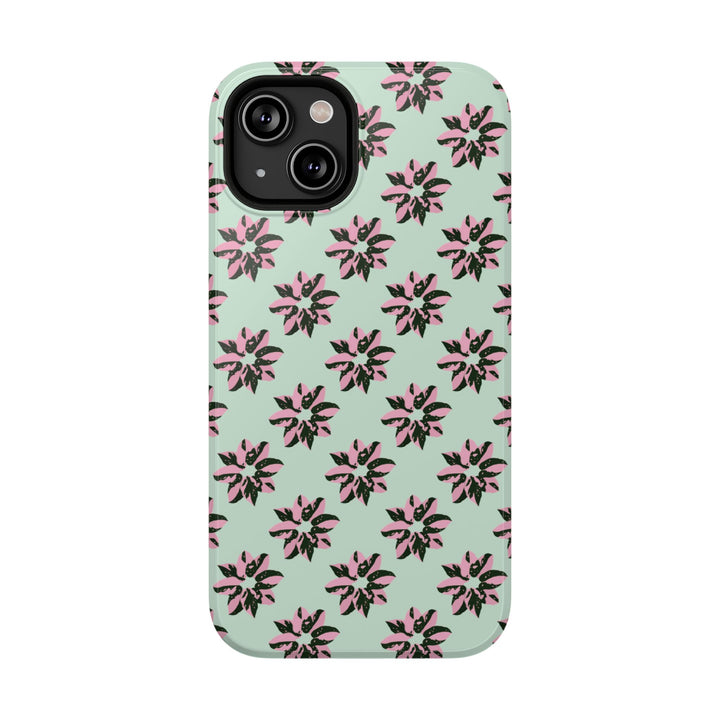 Pink Princess Philodendron Pattern Phone Case – Dual Layer Protective Cover by Printify