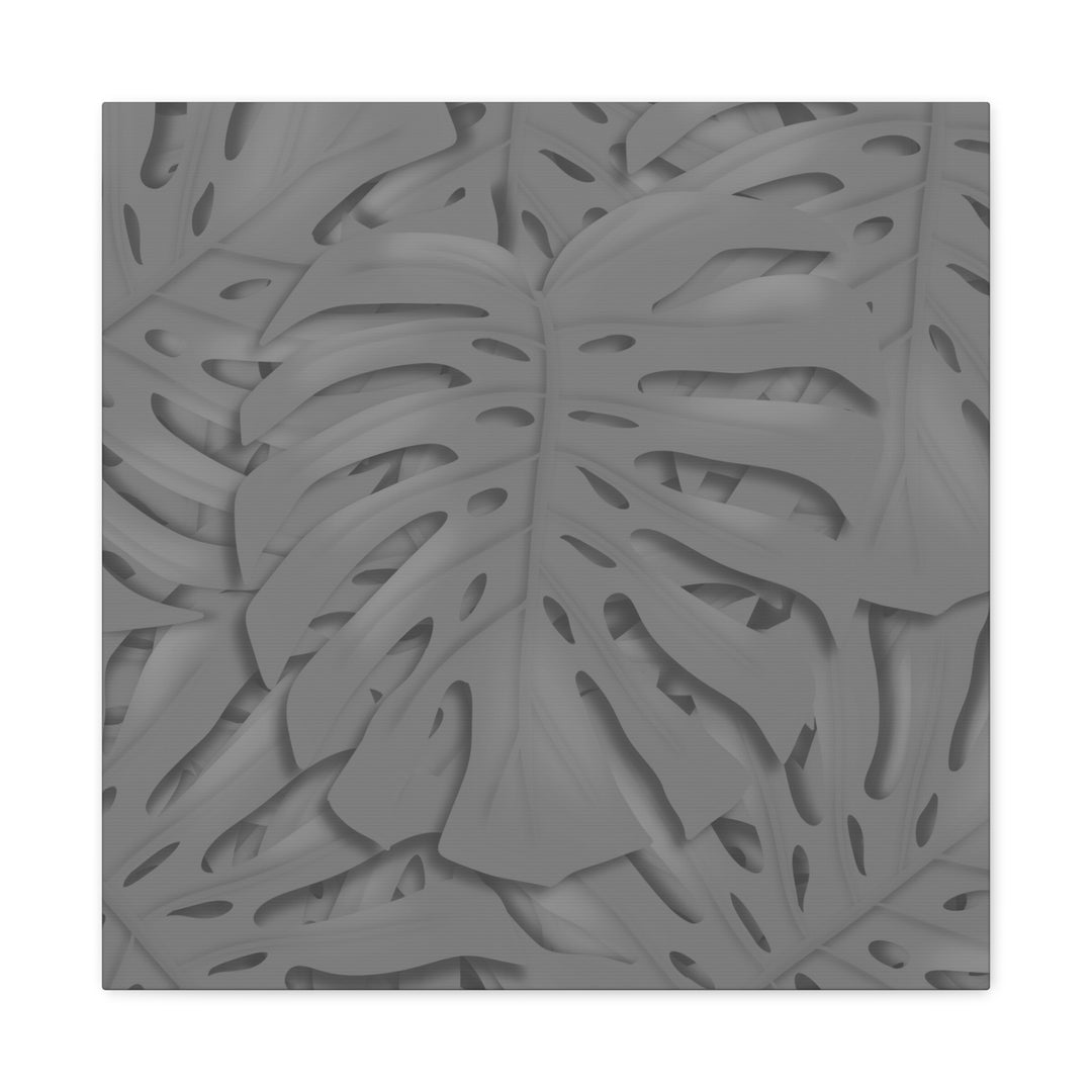 Charcoal Monstera Canvas Wall Art Matte Stretched 1.25 Inch Thick Tropical Leaf Print For Living Room Decor