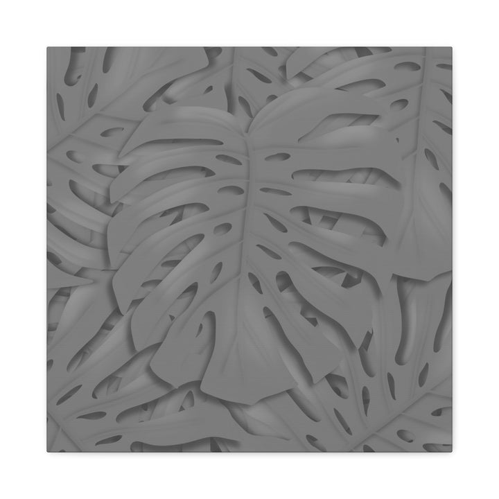 Charcoal Monstera Canvas Wall Art Matte Stretched 1.25 Inch Thick Tropical Leaf Print For Living Room Decor