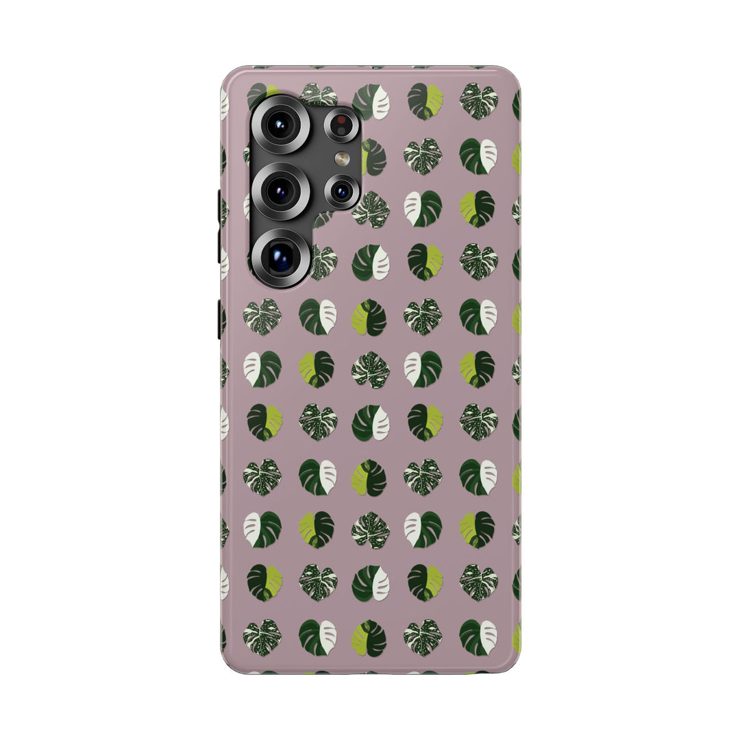 Variegated Monstera Pattern Phone Case – Dual Layer Protective Cover