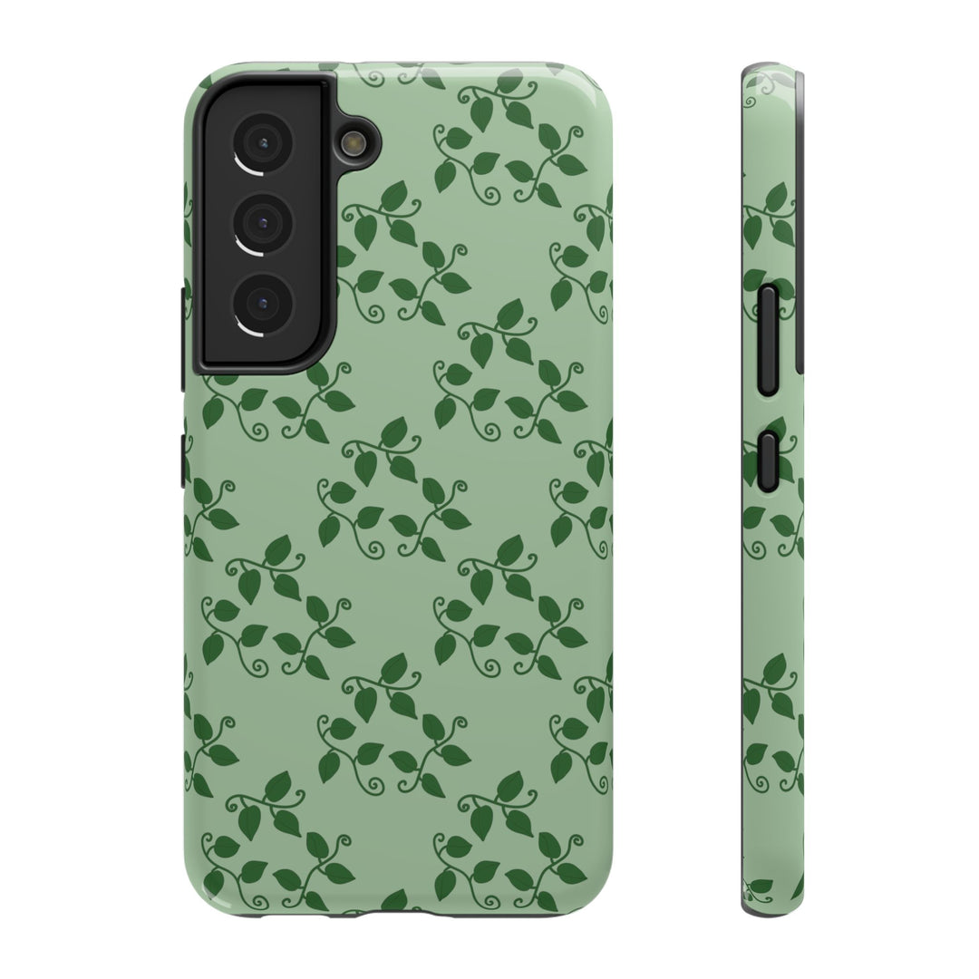 Pothos Pattern Impact Resistant Phone Case Green Botanical Protective Cover Full Wrap Print With Wireless Charging