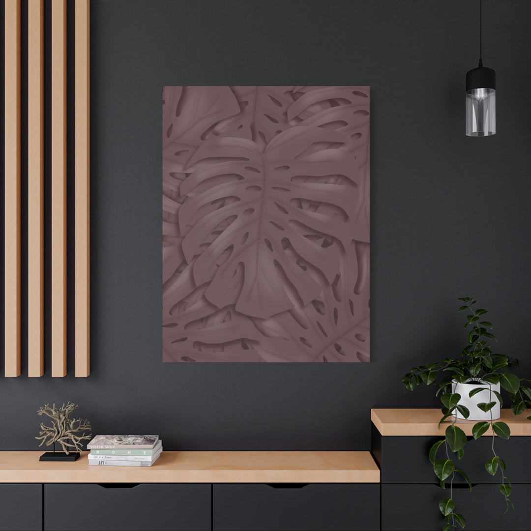 Merlot Monstera Canvas Art Stretched Matte Wall Print Botanical Plant Wall Decor For Living Room Bedroom