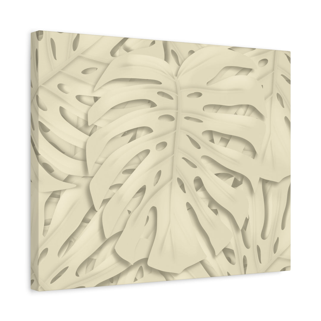 Monstera Canvas Print Durable Cotton Stretched Canvas With Beige Botanical Artwork For Modern Home Decor