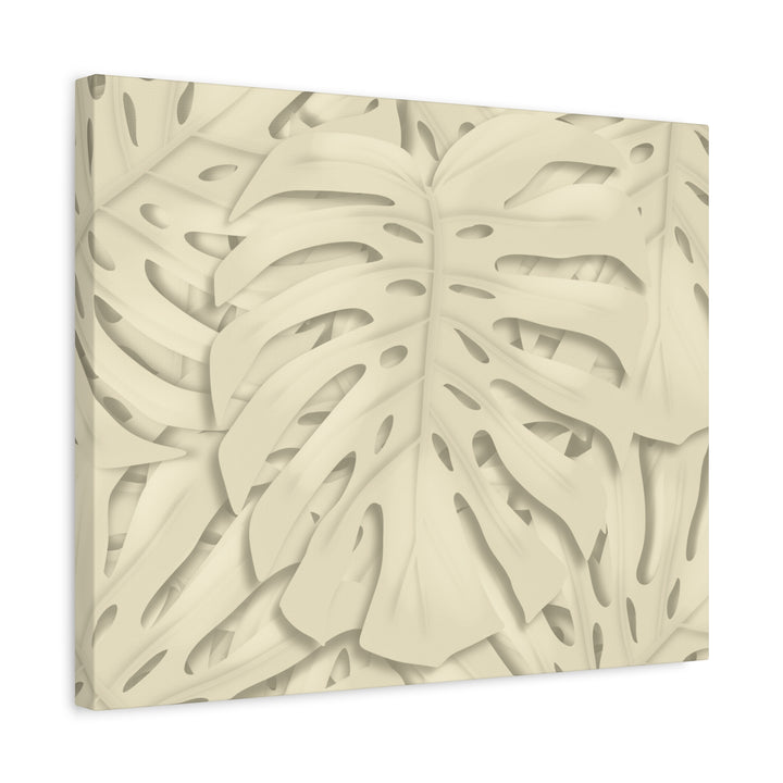 Monstera Canvas Print Durable Cotton Stretched Canvas With Beige Botanical Artwork For Modern Home Decor