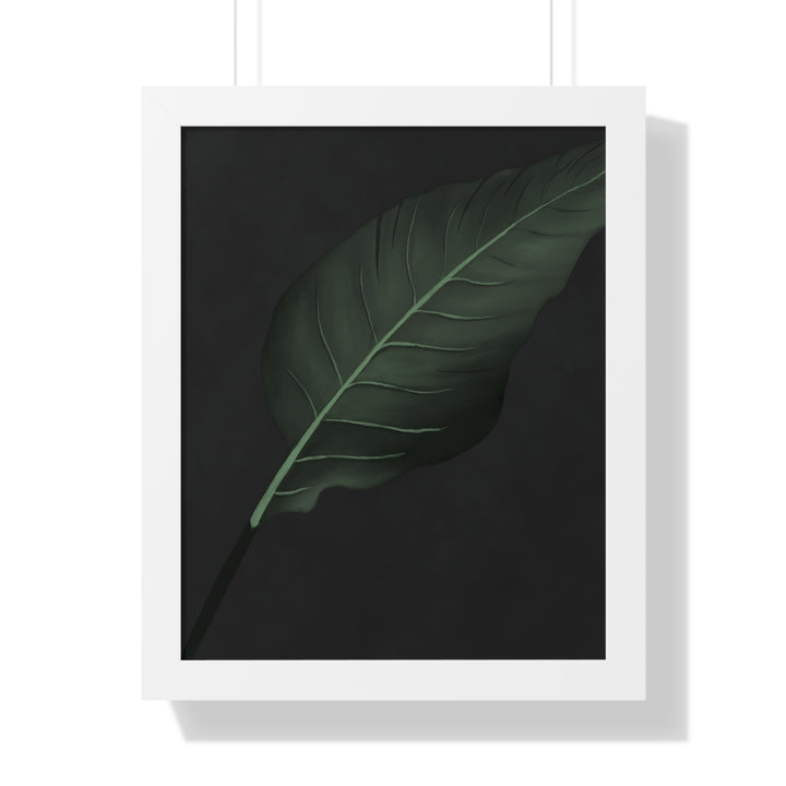 Bird Of Paradise Leaf Framed Poster Vertical Minimal Dark Green Wall Art