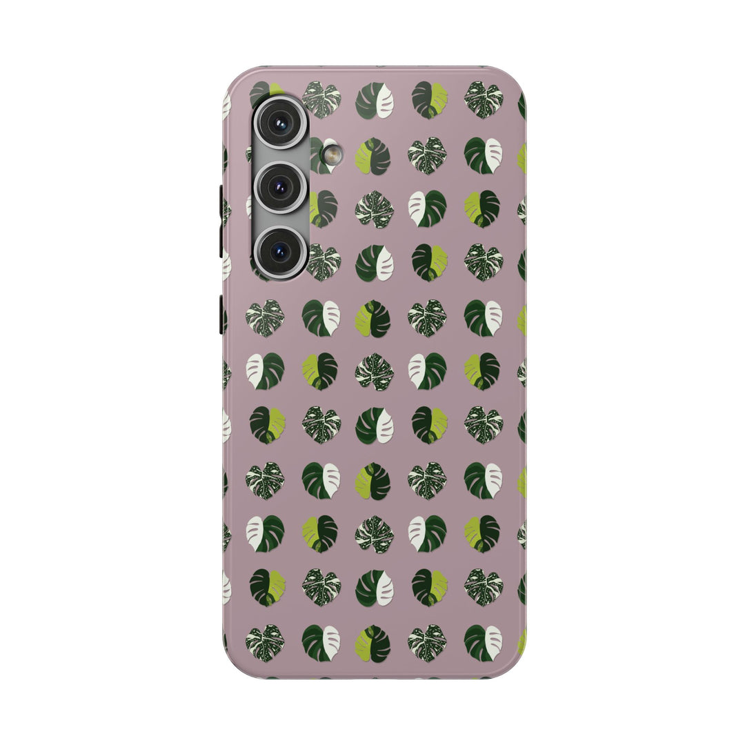 Variegated Monstera Pattern Phone Case – Dual Layer Protective Cover