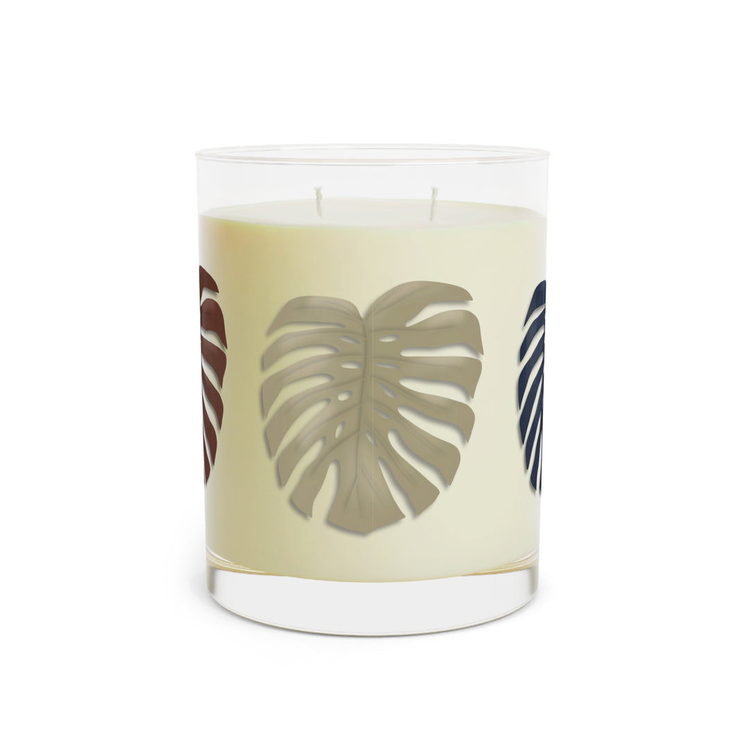 Monstera Deliciosa 11oz Candle In Reusable Glass Jar Soy Wax With White Tea Fig Lavender Sage Ocean Mist