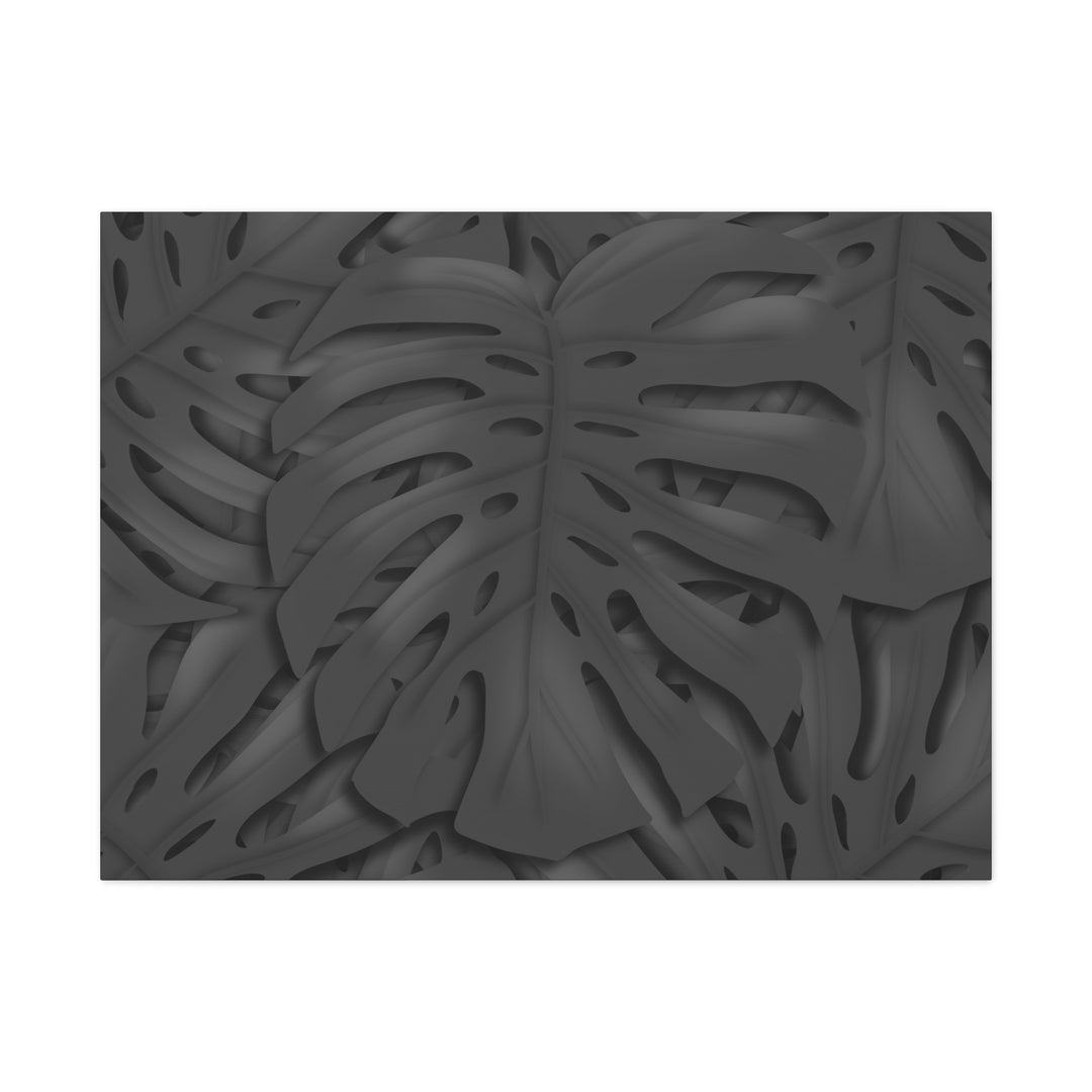 Charcoal Monstera Canvas Wall Art Matte Stretched 1.25 Inch Thick Plant Leaf Decor