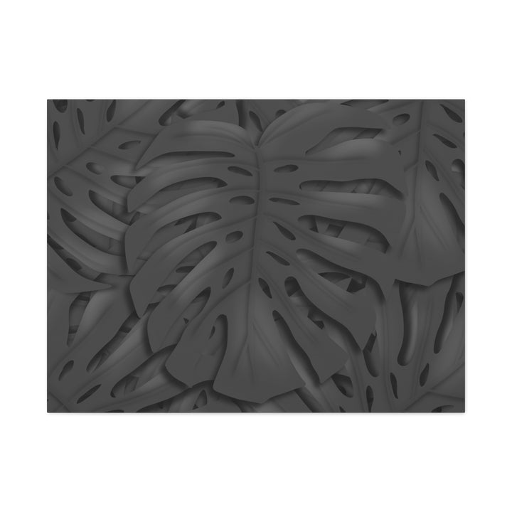 Charcoal Monstera Canvas Wall Art Matte Stretched 1.25 Inch Thick Plant Leaf Decor