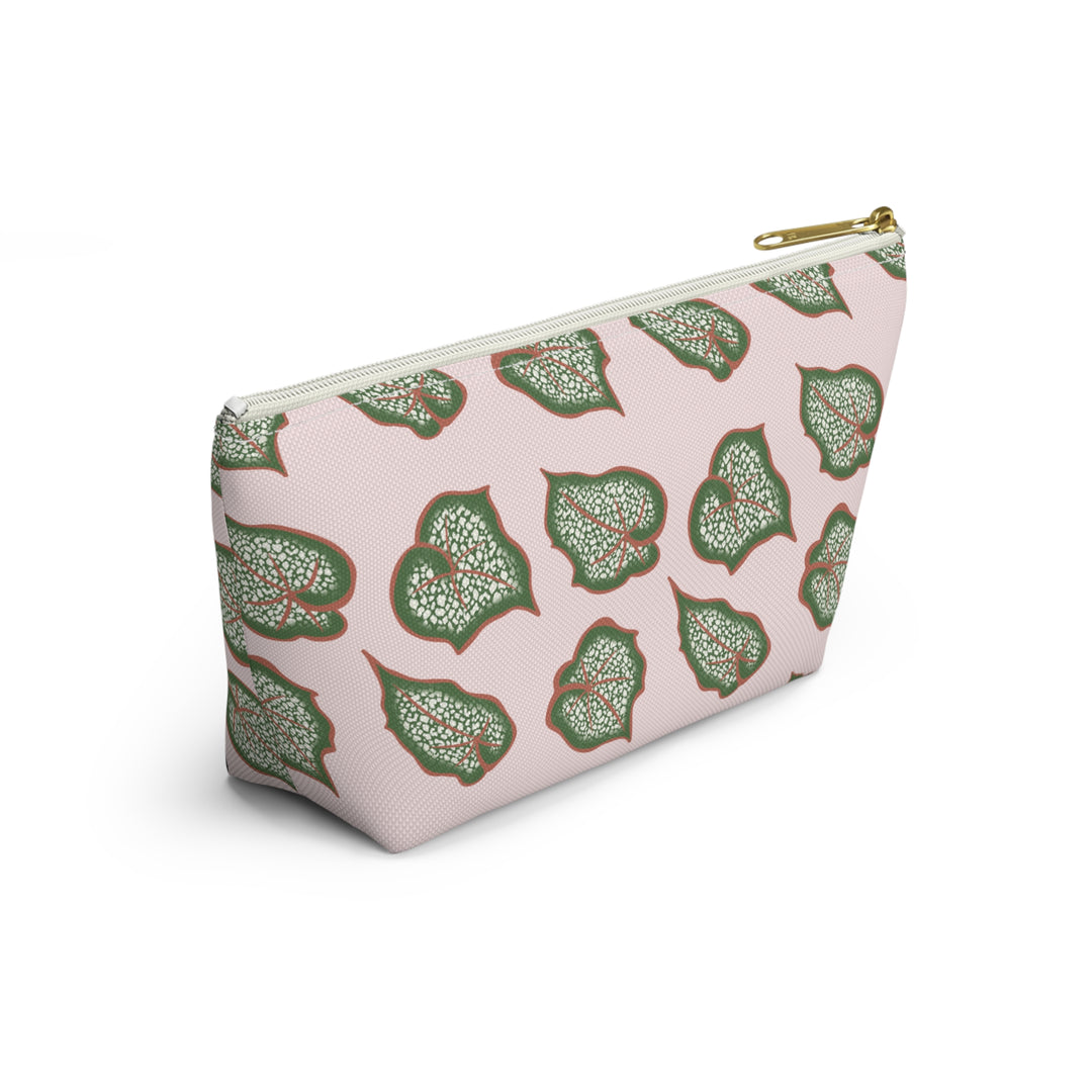 Begonia Pattern Accessory Pouch Makeup Bag With T Bottom For Cosmetics And Small Essentials