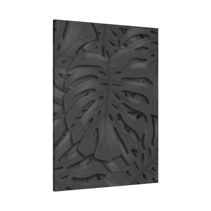 Charcoal Monstera Canvas Wall Art Matte Stretched 1.25 Inch Thick Plant Leaf Decor