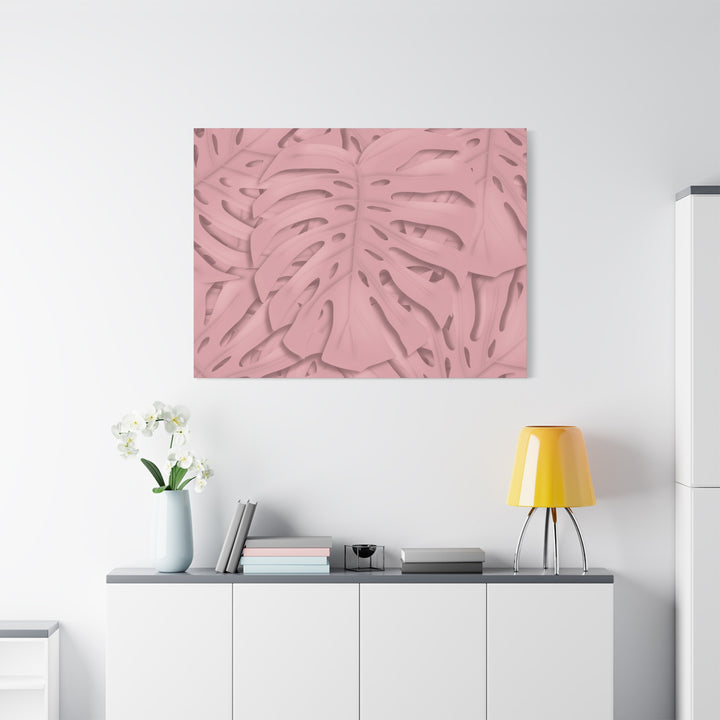Monstera Canvas Art Soft Pink Botanical Wall Decor Matte Finish Print For Living Room