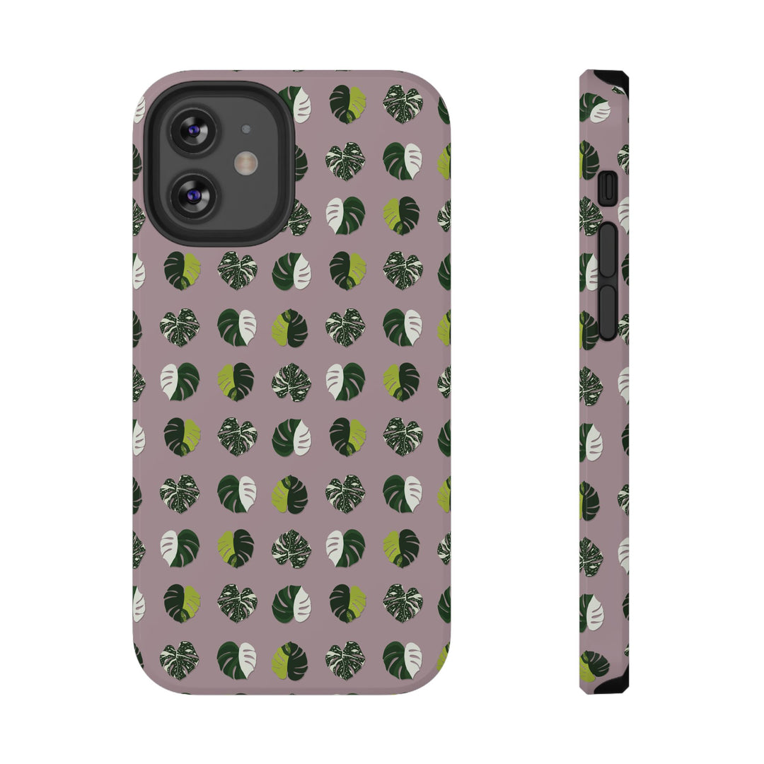 Variegated Monstera Pattern Phone Case – Dual Layer Protective Cover