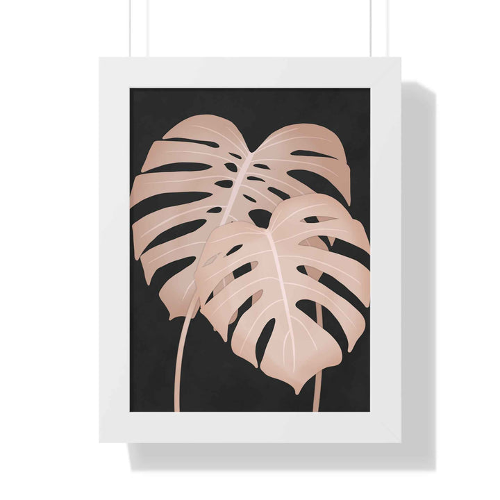 Framed Vertical Poster Soft Pink Monstera Leaf Wall Art