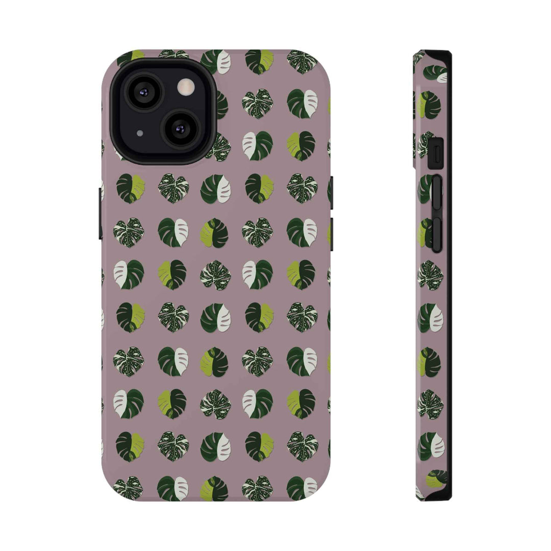 Variegated Monstera Pattern Phone Case – Dual Layer Protective Cover