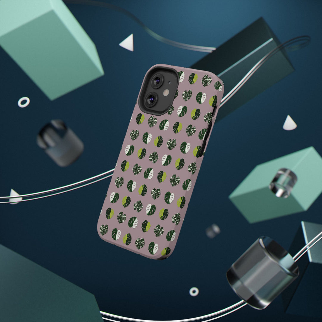 Variegated Monstera Pattern Phone Case – Dual Layer Protective Cover
