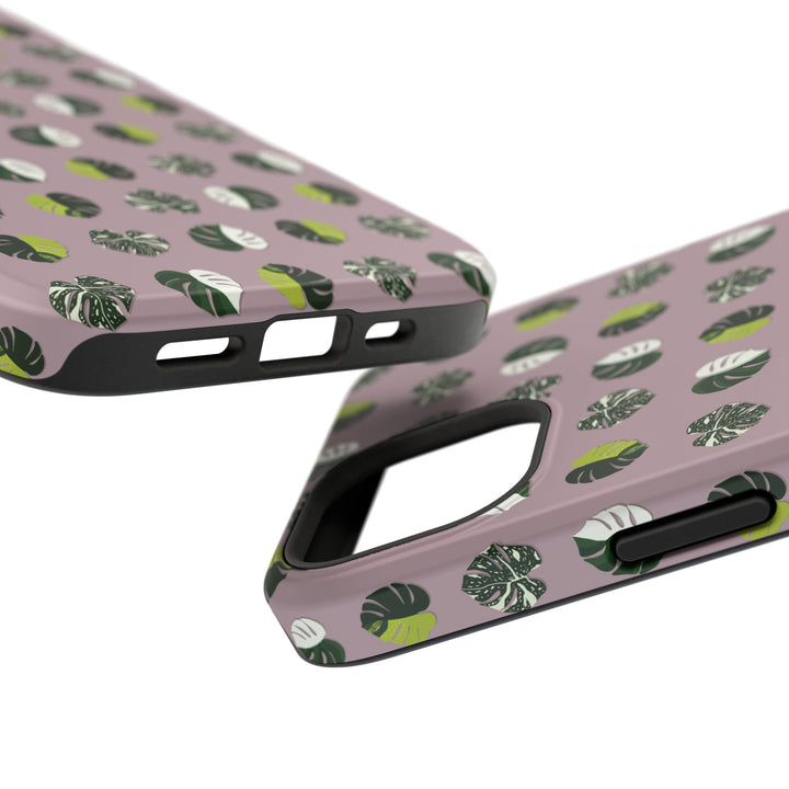 Variegated Monstera Pattern Phone Case – Dual Layer Protective Cover