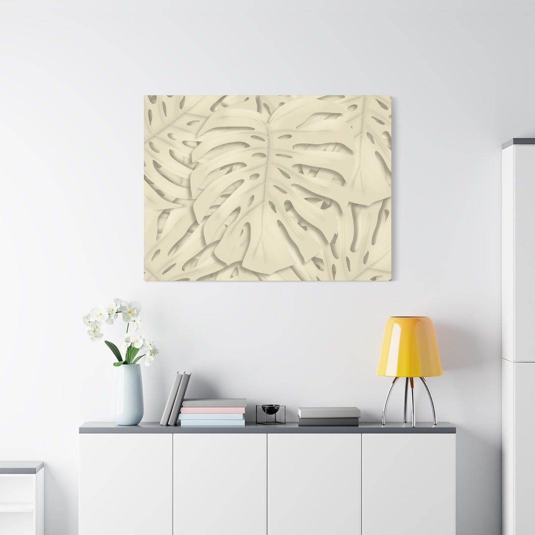 Monstera Canvas Print Durable Cotton Stretched Canvas With Beige Botanical Artwork For Modern Home Decor