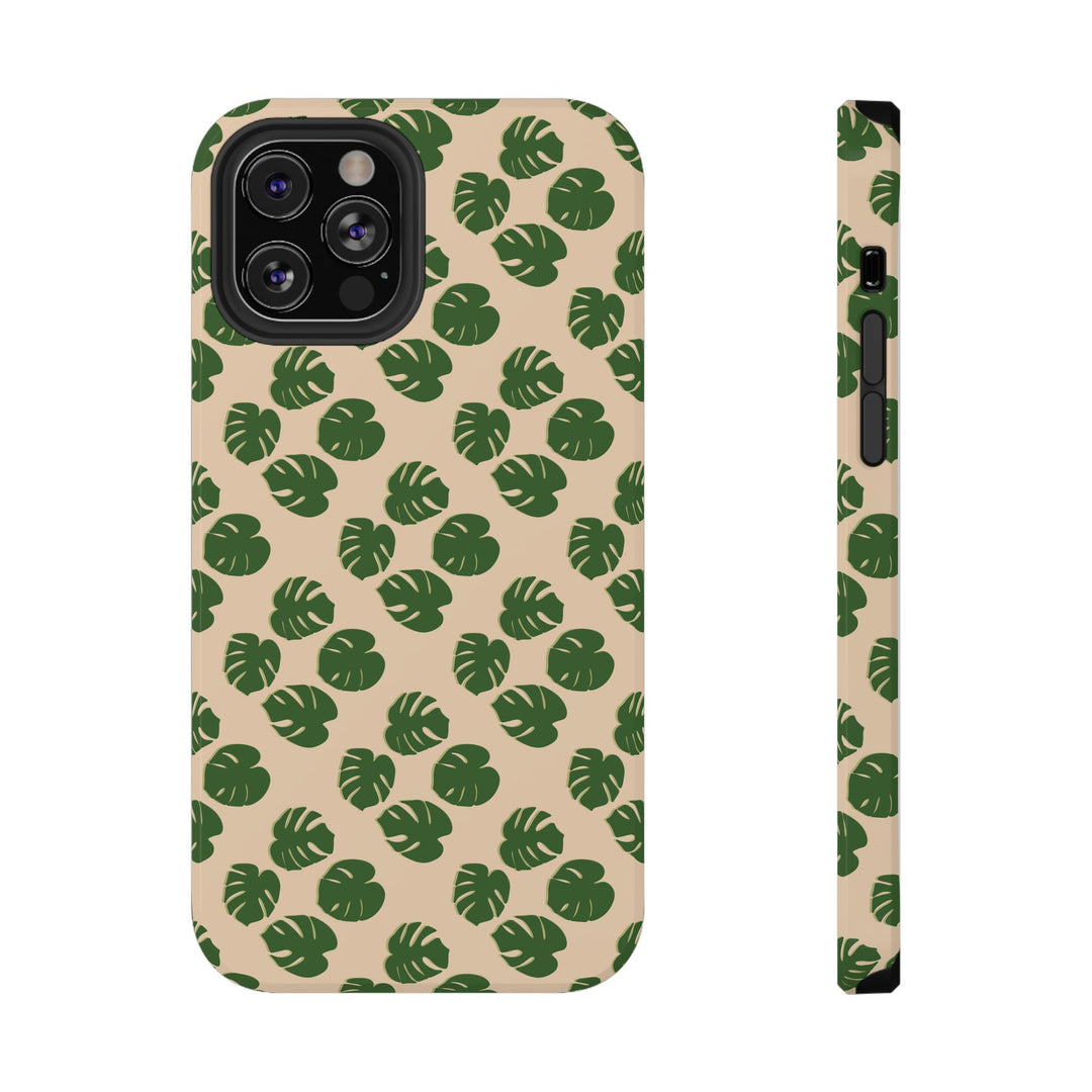 Monstera Pattern Phone Case – Dual Layer Protective Cover