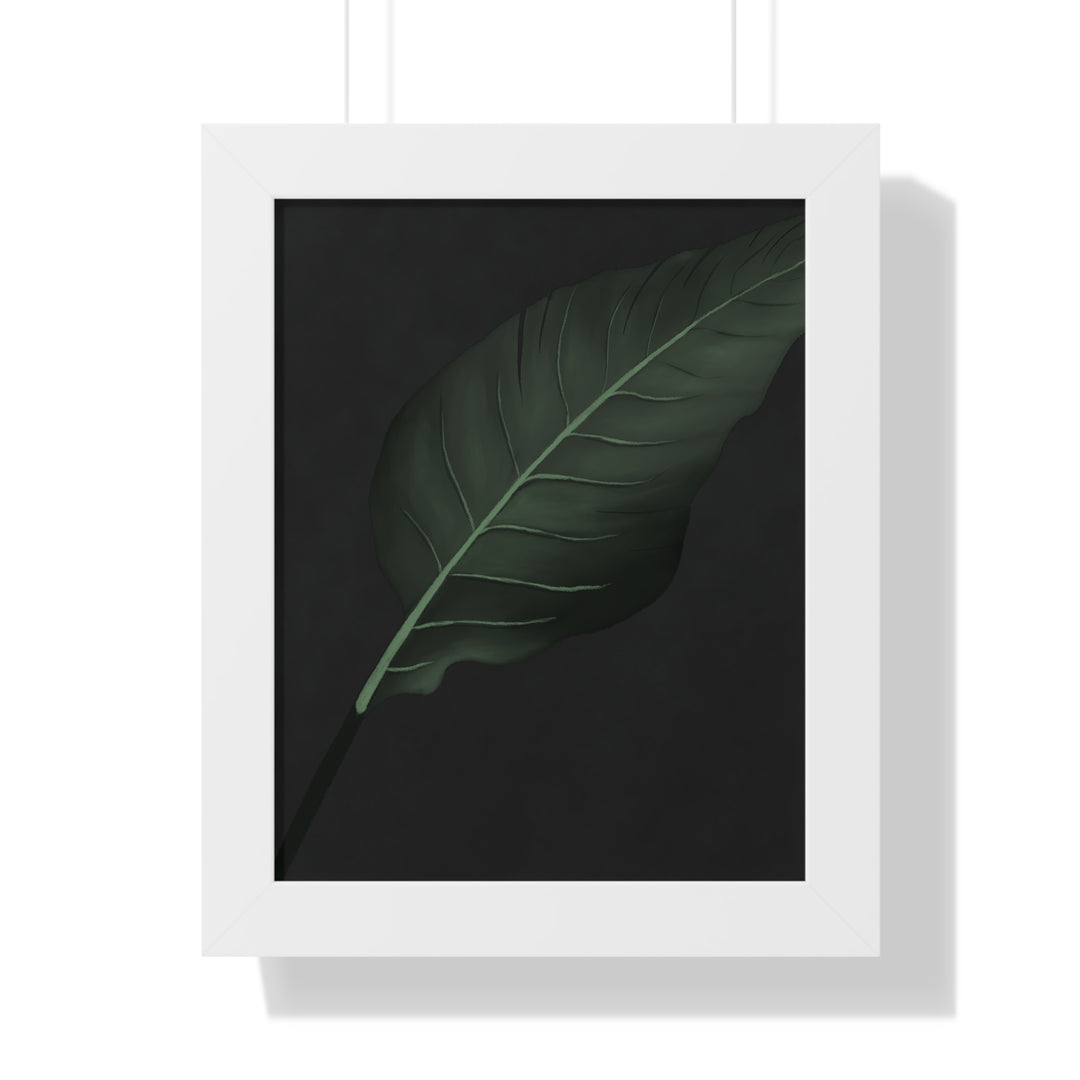 Bird Of Paradise Leaf Framed Poster Vertical Minimal Dark Green Wall Art