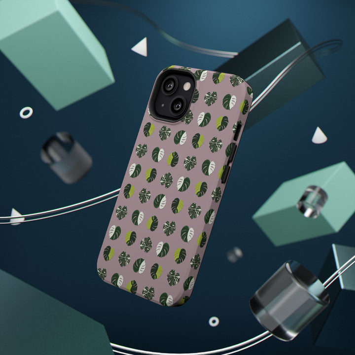 Variegated Monstera Pattern Phone Case – Dual Layer Protective Cover