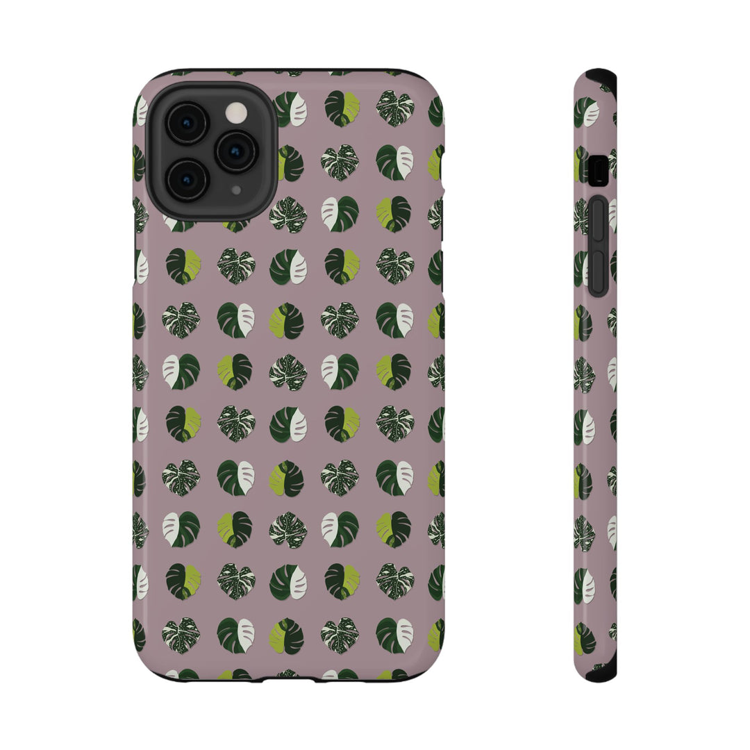 Variegated Monstera Pattern Phone Case – Dual Layer Protective Cover
