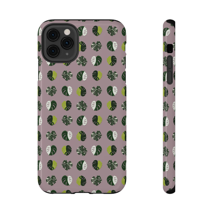 Variegated Monstera Pattern Phone Case – Dual Layer Protective Cover
