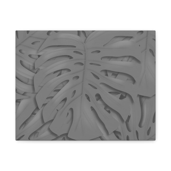 Charcoal Monstera Canvas Wall Art Matte Stretched 1.25 Inch Thick Tropical Leaf Print For Living Room Decor