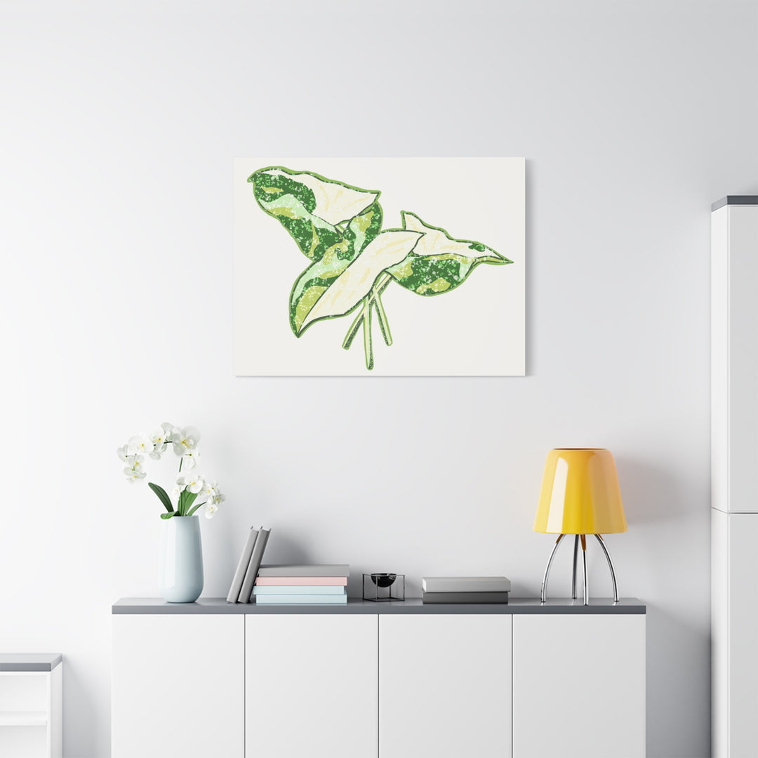 Marble Syngonium Canvas Botanical Wall Art Stretched Print On Durable Cotton Canvas Matte Finish