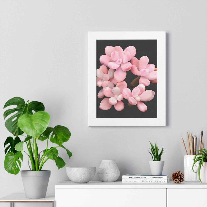 Pink Moonstone Succulent Framed Poster Vertical Botanical Wall Art