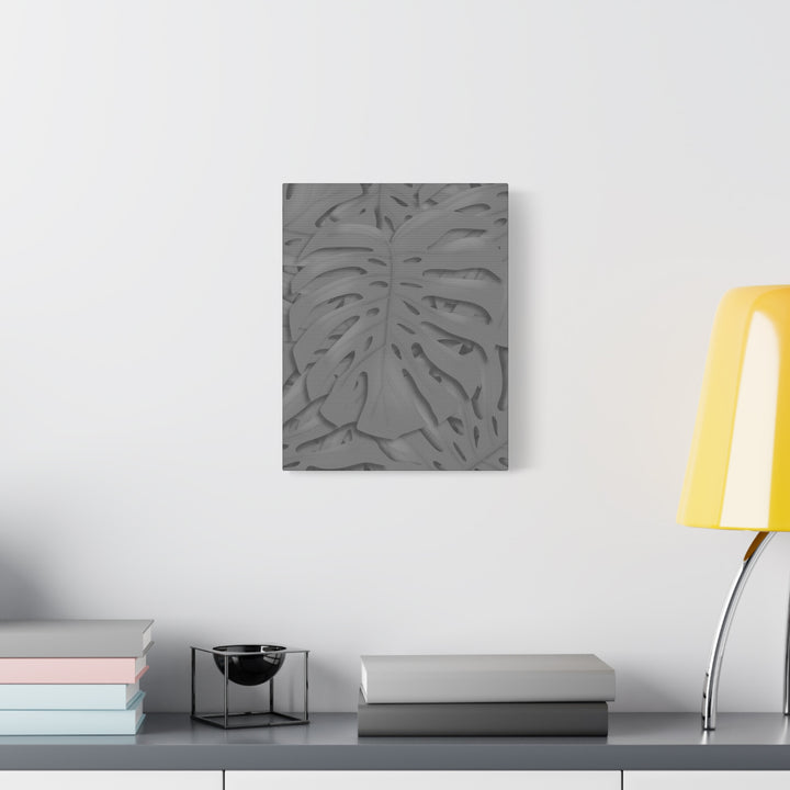 Charcoal Monstera Canvas Wall Art Matte Stretched 1.25 Inch Thick Tropical Leaf Print For Living Room Decor