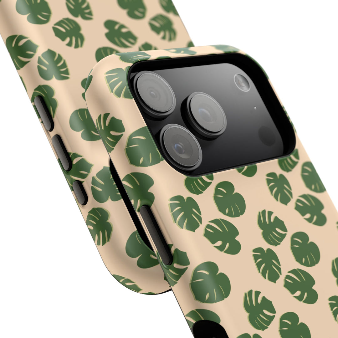 Monstera Pattern Phone Case – Dual Layer Protective Cover