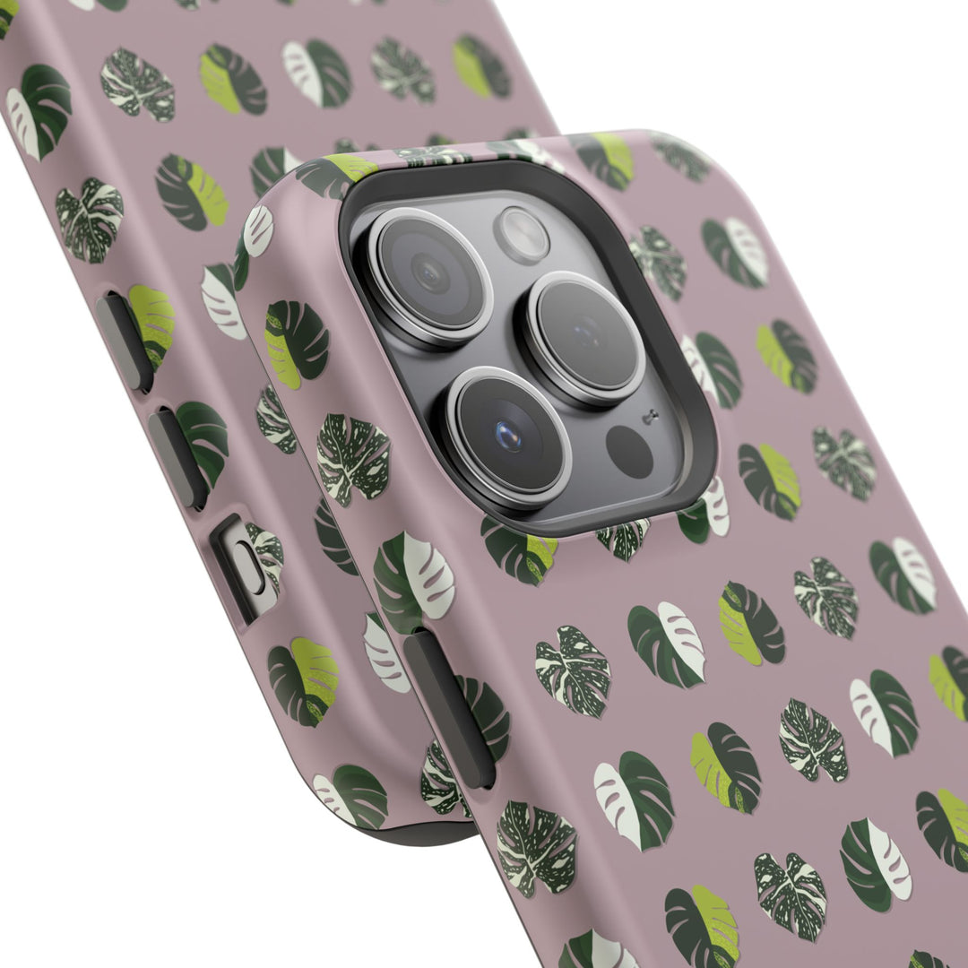 Variegated Monstera Pattern Phone Case – Dual Layer Protective Cover