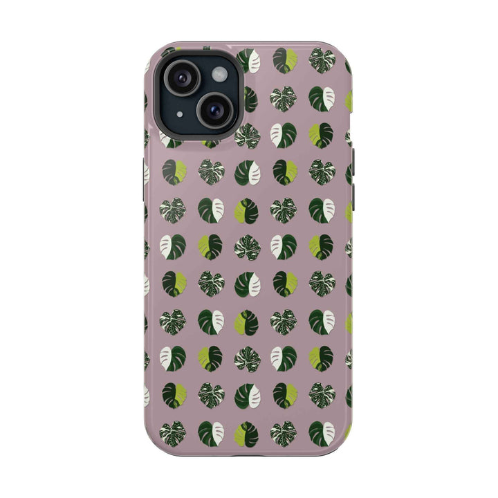 Variegated Monstera Pattern Phone Case – Dual Layer Protective Cover