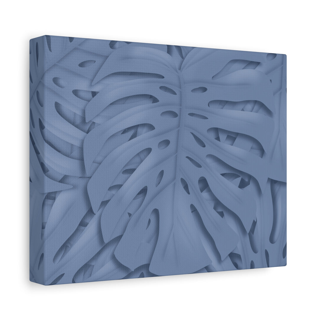 Monstera Canvas Art Blue Tropical Leaf Wall Art on Matte Cotton Canvas Print by The Potted Pixel