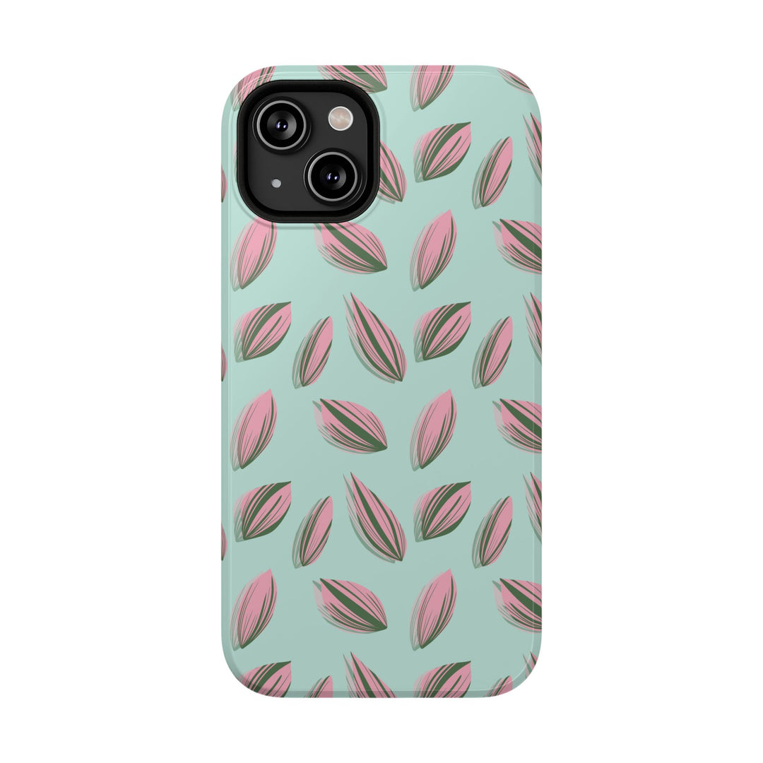 Tradescantia Nanouk Pattern Dual-Layer Impact-Resistant Phone Case Green Botanical Protective Cover