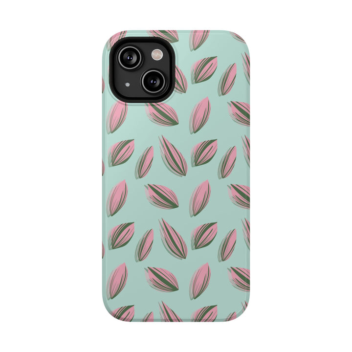 Tradescantia Nanouk Pattern Dual-Layer Impact-Resistant Phone Case Green Botanical Protective Cover