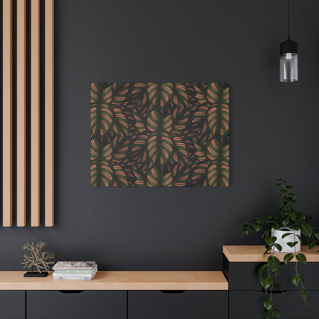 Calathea Pinstripe Canvas Print With Matte Finish Stretched Botanical Wall Art For Living Room Decor
