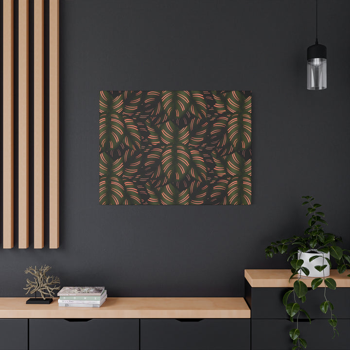 Calathea Pinstripe Canvas Print With Matte Finish Stretched Botanical Wall Art For Living Room Decor