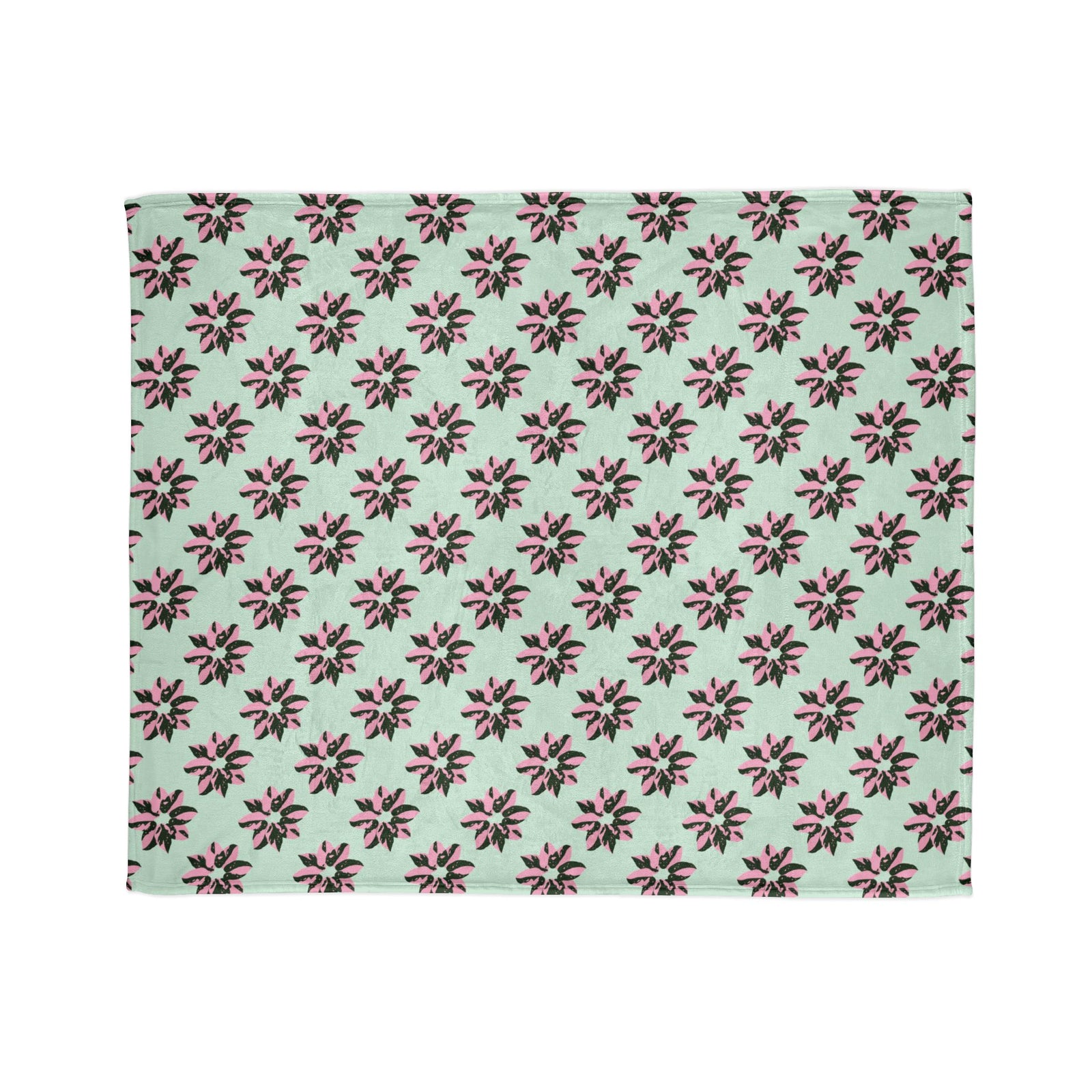 Pink Princess Philodendron Pattern Cozy Fleece Throw Blanket by Printify