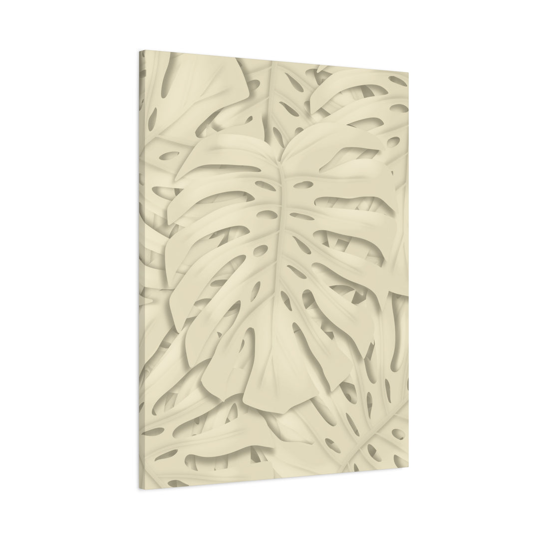 Monstera Canvas Print Durable Cotton Stretched Canvas With Beige Botanical Artwork For Modern Home Decor