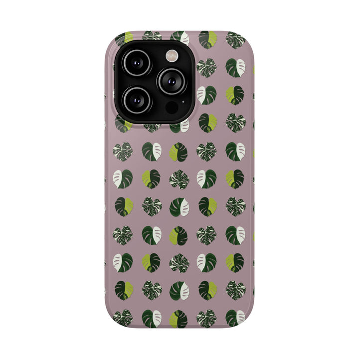 Variegated Monstera Pattern Phone Case – Dual Layer Protective Cover