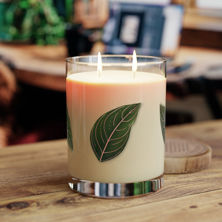 Aglaonema Rotundum 11oz Soy Wax Candle Double Wick White Tea Fig Lavender Sage Ocean Mist Moss