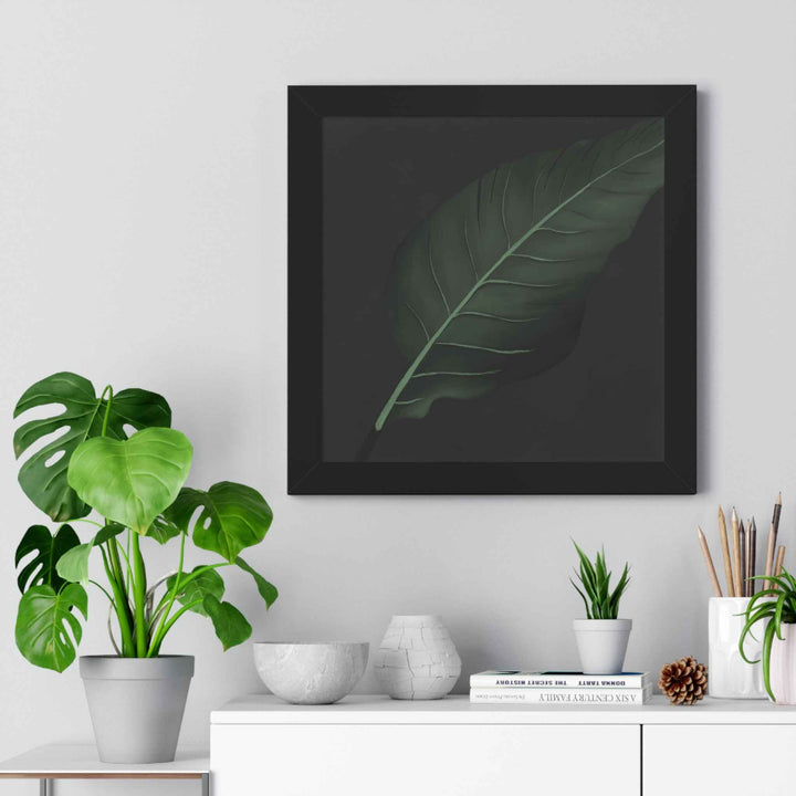 Bird Of Paradise Leaf Framed Poster Vertical Minimal Dark Green Wall Art