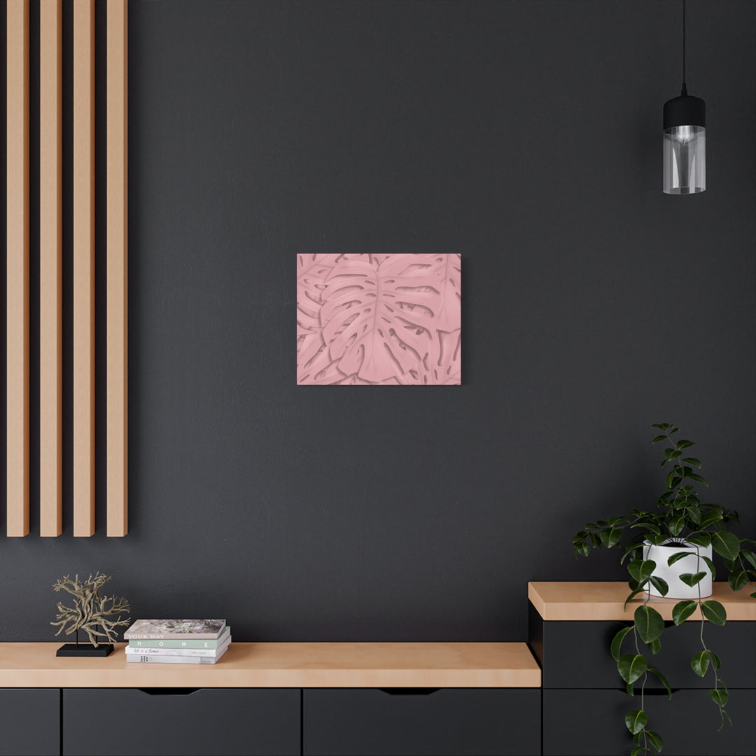 Monstera Canvas Art Soft Pink Botanical Wall Decor Matte Finish Print For Living Room